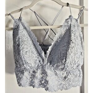 Victoria's Secret‎ PINKlace blue bralette crisscross back Sz L-DD